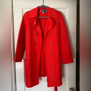 Vintage Red Double-Breasted Pea Coat
